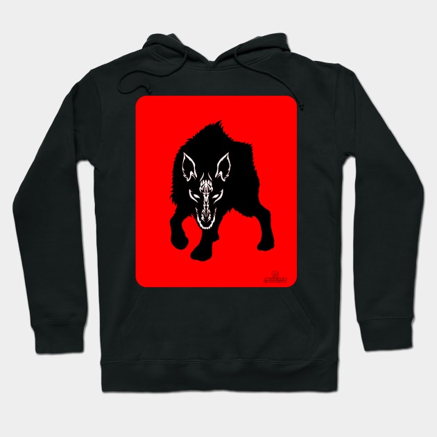 Lone Wolf Hunter - tribal design Hoodie by 9inverse
